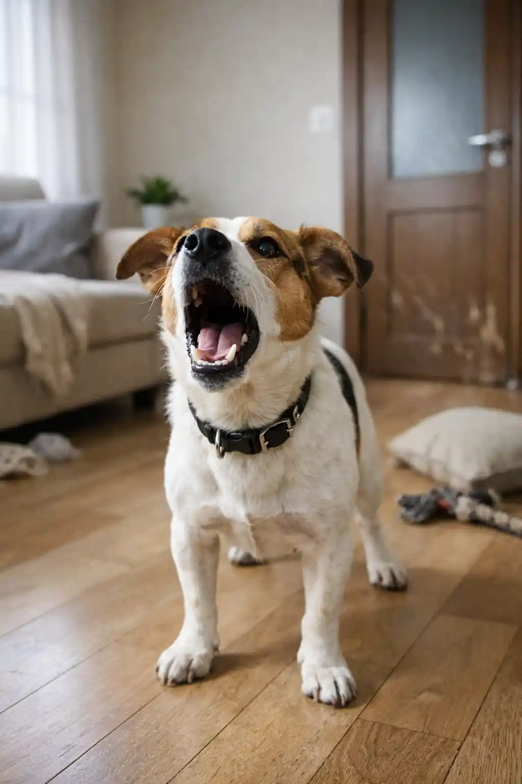 Perro ladrando solo en casa porque lo pasa mal y tiene ansiedad por separación